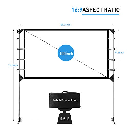 Écran de projection avec support 120" 4K 16:9 toile repassable double face haute densité - 2