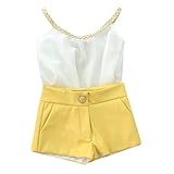 Baby Girls Summer Clothes Yellow Vest+pants Sets Outfits 2pcs Top Shorts Suits(4-5Y)