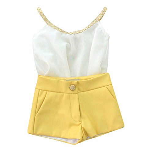 Baby Girls Summer Clothes Yellow Vest+pants Sets Outfits 2pcs Top Shorts Suits(4-5Y)