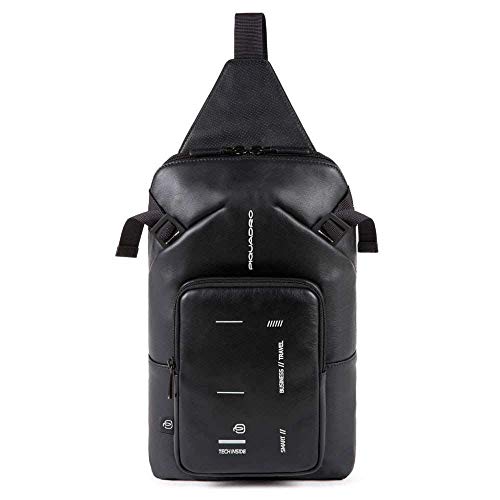 Slingbag Piquadro Kyoto sac connecté noir avec rangement iPad de marque
