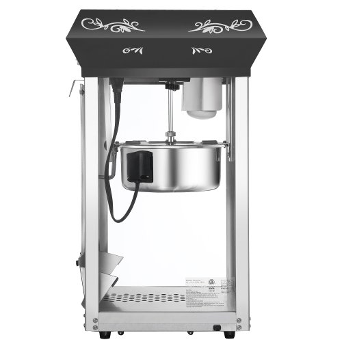 Foundation Popcorn Machine with Cart - 8oz Popper with Stainless-Steel Kettle, Warming Light, and Accessories by Great Northern Popcorn (Black)