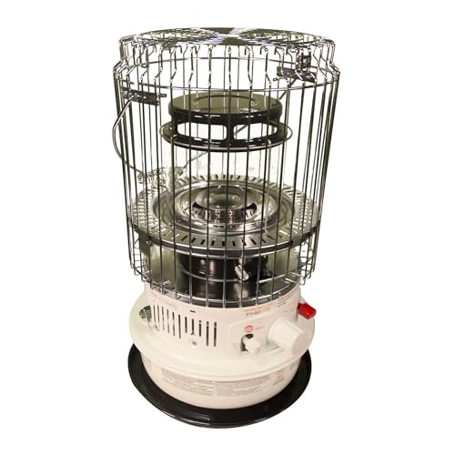 Kero World Kerosene Convection Wick Heater with Radiant and Convective Heat, Lightweight Portable Compact Design, and Sure Seat Chimney System, White.