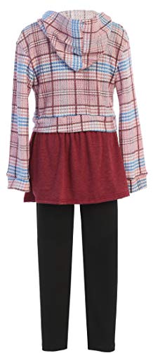 Image of iGirlDress Girls 4 Pieces Pant Set Long Sleeve Jacket Necklace Floral Plaid Pant 4-16