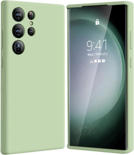 Image of MOBILOVE Back Cover Case for Samsung Galaxy S25 Ultra 5G | Pure Liquid Soft Matte Silicone Case with Logo and Comes with Camera and Screen Protection (Mint Green)