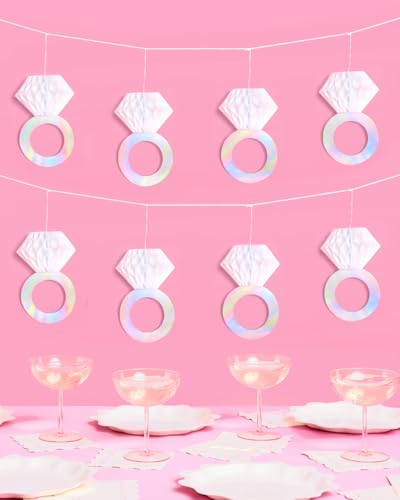 Image of xo, Fetti Diamond Ring 3D Banner - 5 Ft. | Engagement Party Decoration, Tying The Knot Proposal Decor, Bachelorette Backdrop, Just Married, Bridal Shower, She Said Yes