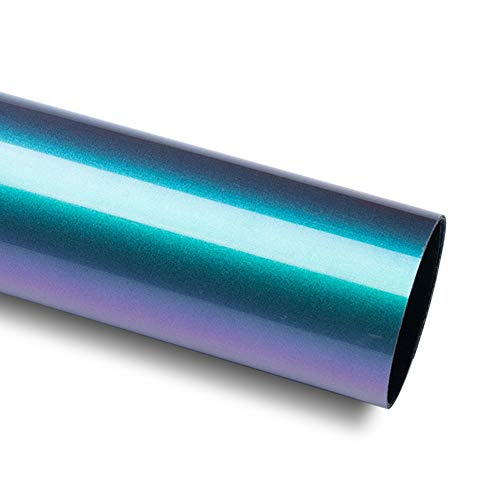 VINYL FROG Chameleon Heat Transfer Vinyl Purple to Green Gradual Transfer Vinyl Roll 12"x40" with Iron and Heat Press Gradient Change Color HTV for T-Shirt