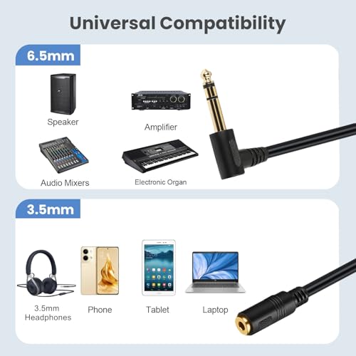 Adaptador Audio Stereo Jack 6.35mm a 3.5mm 2 unidades miniatura 3