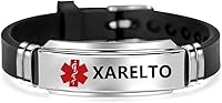 Vista 14 de NanMuc Pulsera de identificación de alerta médica roja de primeros auxilios de emergencia grabada con láser Alerta de salud ajustable pulsera