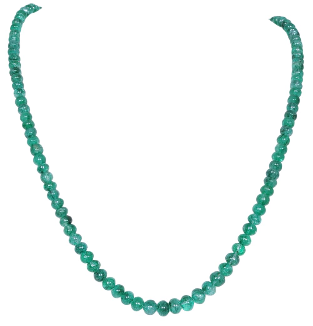 gehna Emerald Gemstone Round Cabochon Bead String-picture-27