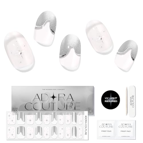 Adora Couture Semi Cured Gel Nail Strips with 20 Pieces, Salon Quality Nail Wraps for Women, Pink Tarot UV Gel Nail Stickers| UV Light Required, Pink Prophecy