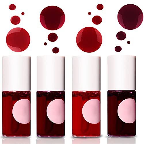 4 Colors Lip Tint Stain Set, Lemonsac Velvet Lip Tint Watery Lip Stain, Moisturizing Waterproof Mini Liquid Lipstick,Plump Lip Gloss Long-Lasting Korean Matte Lip Tint Non-Sticky Tinta De Labios (4Pcs) #TOP10