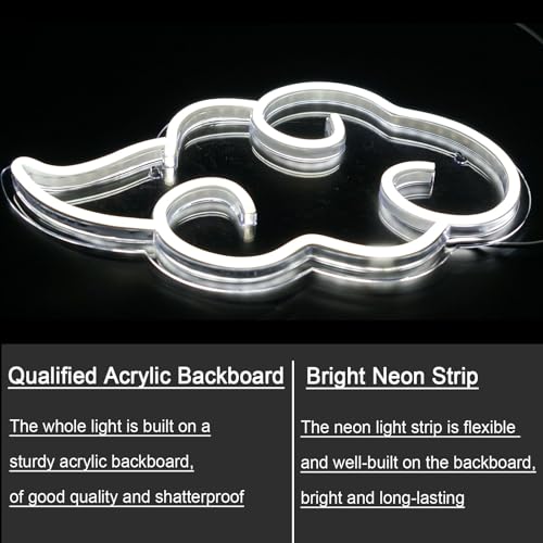 Image of SmilingTown Cloud Neon Signs for Wall Decor USB Operated Neon Art Decorative Lights for Bedoom Home Gameroom Office Bar Pub Club Christmas Party Supplies Gift Idea (White)