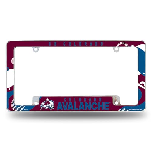 Rico Industries NHL Hockey Colorado Avalanche Wave 12" x 6" Chrome All Over Automotive License Plate Frame for Car/Truck/SUV