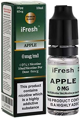 Ifresh 5 X 10ml E Liquids L Apple Flavour L Zero Nicotine L Vape Juice L