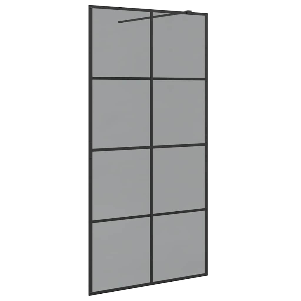 Ścianka prysznicowa Walk-in czarna ze szkła hartowanego, 100 x 195 cm, z aluminiową ramą, regulowana, zabezpieczona przed pryskającą wodą, bez ramy, zajmuje mało miejsca, do łazienek bez