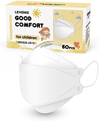 LEVENIS Kids Face Masks for Children 50 Pack, Breathable Comfortable and Disposable Mask, White
