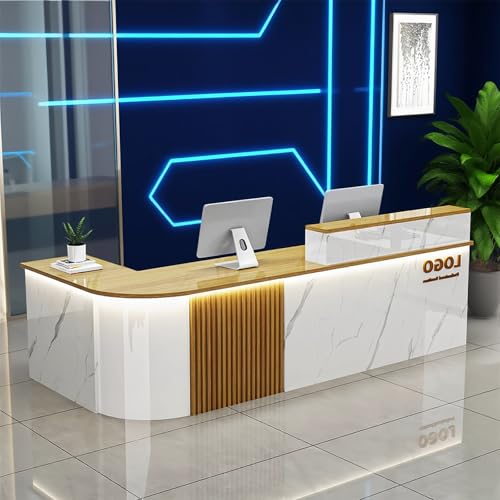 Reception Desk with Counterr, Lockable Drawers and Storage,Shopping Mall Office Cashier Receptionist Desk for Receptionists in Offices, Retail Stores, Lobbies, Shops