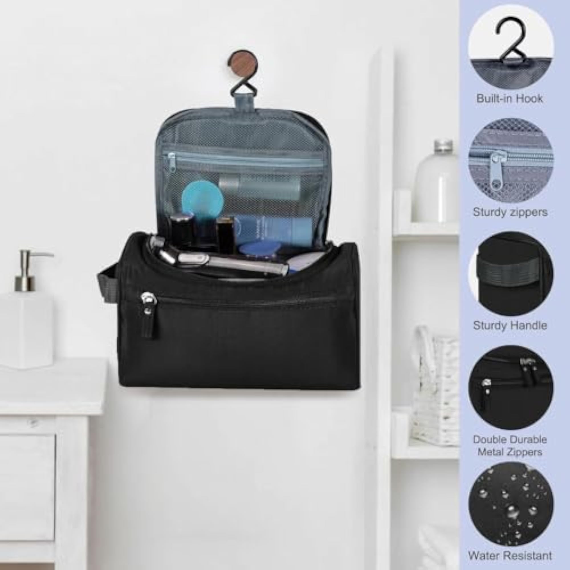 Large Toiletry Organizer Dopp Kit for Men, Water Resistant