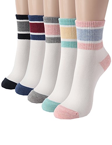 OSABASA Womens Fashion Cotton Crew Socks Stripe Printing-3 to 7 pack
