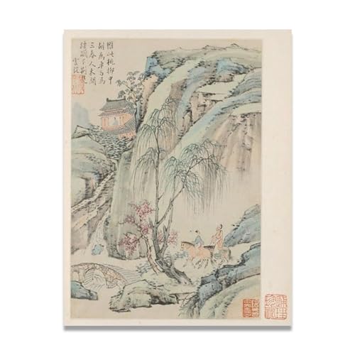 Art mural sur toile paysage chinois pour un salon zen et élégant 65x50cm