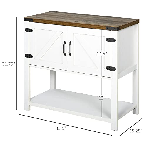 Farmhouse-Double-Door-Coffee-Bar-Cabinet-Sideboard-Buffet-Cabinet-Kitchen-Cabinet-with-Bottom-Shelf-for-Entryway-Living-Room-White Farmhouse Double Door Coffee Bar Cabinet Sideboard Buffet Cabinet Kitchen Cabinet with Bottom Shelf for Entryway Living Room White