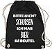Festival Zubehör Sportbeutel - Bitte nicht schubsen ich hab Bier im Beutel - Unisize - Schwarz - lustige geschenke für männer - WM110 - Turnbeutel und Stoffbeutel aus Baumwolle
