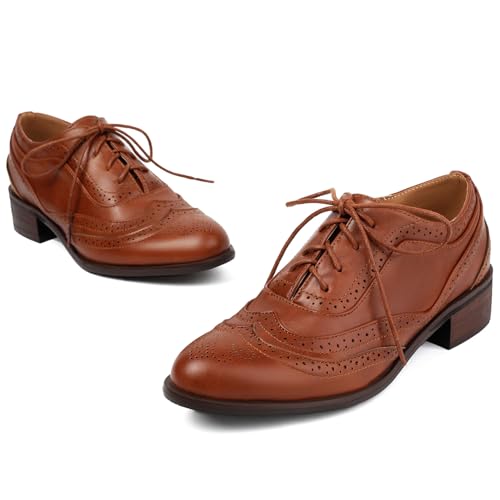 Women Lace Up Pumps Oxfords Derby Shoes Retro Brogue3