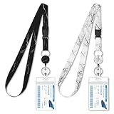 2-Pack Waterproof Retractable Lanyards for Cruise Ship Cards, Marble Print ID Card Holder with Detachable Buckle for Royal Caribbean, Carnival, Disney, NCL Cruise Essentials 2026
