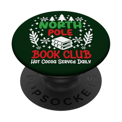 Bookish Christmas North Pole Book Club Hot Cocoa Reading Era PopSockets PopGrip Adhésif