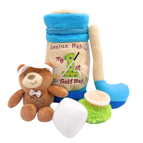 Image of My First Baby Golf Bag, Baby Golf Set, Five Piece Set with Mini Club, Ball, Tee, Teddy Bear, Mini Bag, Lightweight, Perfect Size for Small Hands, Fun Gift for Babies, Infants and Toddlers, 9" Tall