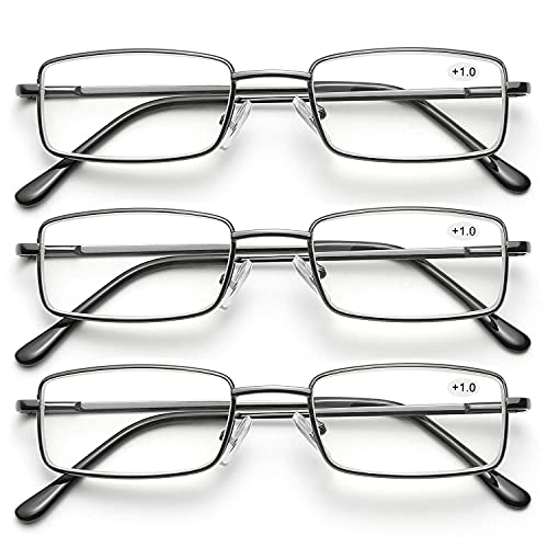 SKYWAY 3 Pack Lesebrille fur Herren Damen, Blaulicht blockierende Brillen, leichte Blendschutz-Computerspielleser (Grau, 2.0) Cover