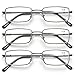 Produktbild SKYWAY 3 Pack Lesebrille für Herren, Metallrahmen Blaulicht Blockierende Brillen, Leichte Blendschutz-Computerspielleser (Grau, 2.5)