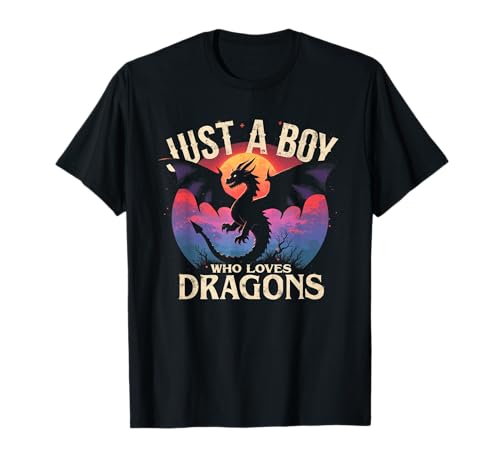 Just a Boy Who Loves Dragons Funny Dragon Lover Design Kids T-Shirt