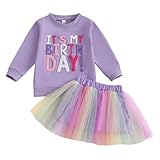 BIRTHDAY GIRL OUTFIT - Toddler baby girl birthday outfit,cute cake smash outfit girl,2 piece fall clothes set girls,birthday girl shirt and tutu set,toddler girl crewneck sweatshirt,embroidery birthday girl sweaters,casual pullover tops,matching with...