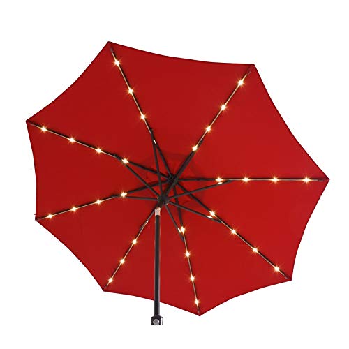 Simply Shade Ua38278rld Ls Red Market Pre Lit 9 Ft Patio Umbrella Brickseek