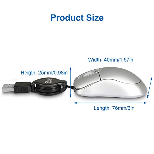 Eeekit 2 Pack Mini Retractable Cable Wired Usb Optical Mouse, Usb Mini Mouse, Compact Usb Mouse For Kids Travel，Mini Mouse For Laptop Apple Mac Hp Dell Lenovo Thinkpad Sony Asus Acer Tablet Pc Laptop #TOP6