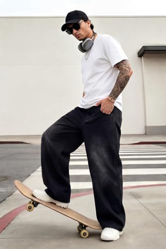Image of GINGTTO Men's Baggy Barrel Jeans Wide Leg Y2K Denim Pants | Loose Fit Streetwear Casual Hip Hop Skater Vintage Style