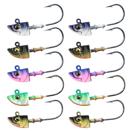FISHCORNER Swimbait Jig Head Swimbait Jigs with 3D Eyes Minnow Jig Heads for Fishing Saltwater 10...