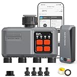 johgee Programmateur Arrosage WiFi 4 Voies avec Passerelle Technologie RF 300M, Minuteur Arrosage Automatique avec Alexa et Google, Minuterie D'irrigation Programmable et Arrosage à Distance