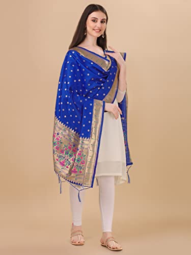 Image of DEVANGI Women's Woven Banarasi Silk Dupatta /Chunni For Women, Floral Print 1 Meter Wide and 2.3 Meter Length Printed Designer Dupatta /Chunni For Girls