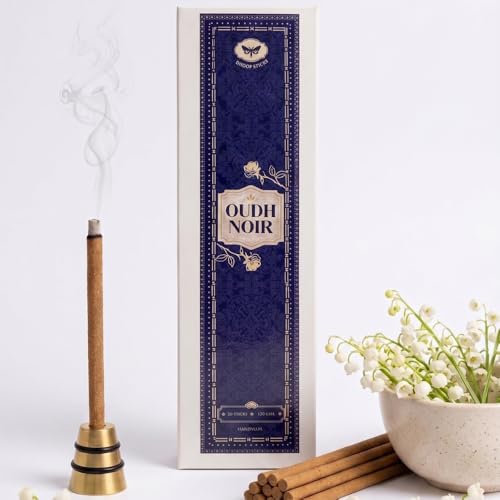 Image of Dhoop Sticks | Refill Pack of 40 Bamboo-Free Compressed Incense for Home & Meditation | Pooja & Rituals (Oudh Noir (Oud & Leather))