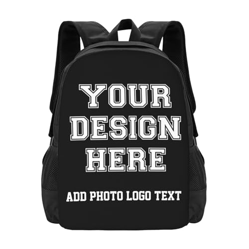 Custom Backpack for Men Women, Custom Personalized Text Image Backpack, Customize Laptop Backpack for Unisex, Custom 17In Casual Travel Backpack Black