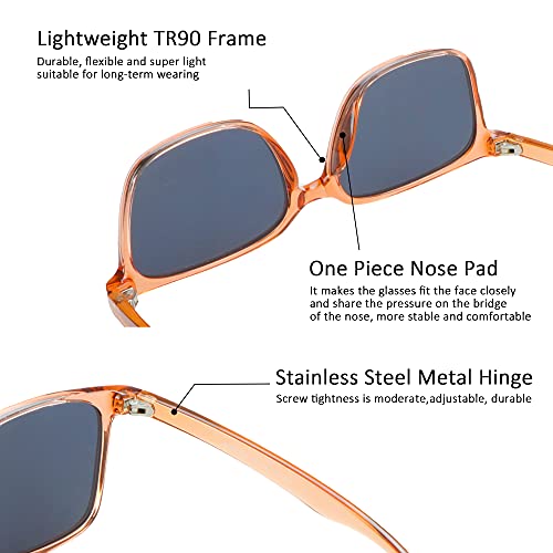 Polarized Sunglasses Vintage Square for Men and Women Protection Shades 3 Pack (Champagne+Slateblue+Tortoise, No Magnification)4