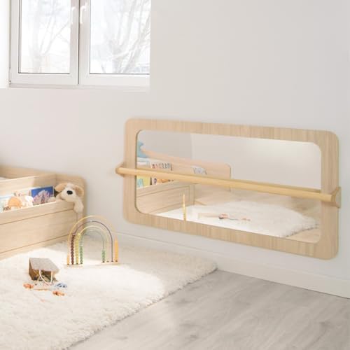 Bainba Espejo Montessori bebé con Barra Abedul | 3 Posiciones Reg...