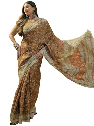 Image of SIRIL Women's Cotton Printed Saree With Unstitched Blouse Piece