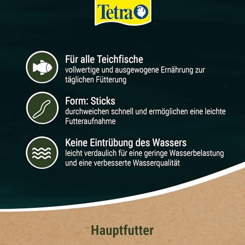 Tetra Pond Sticks - Fischfutter für alle Teichfische, unterstützt gesunde Fische und klares Wasser im Teich, 10 L Eimer