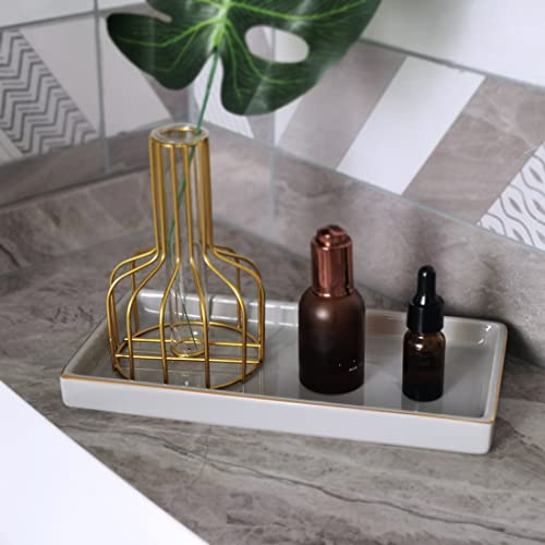 image for HANKOR 10 x 5 Ceramic Bathroom Tray for Countertop, Decorative Vanity 