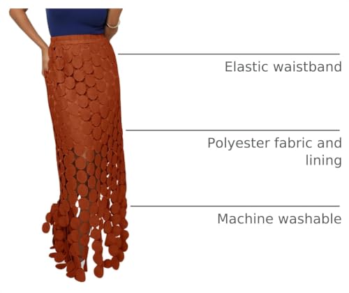 Image of Cicy Bell Womens Hollow Out Maxi Skirts Summer Boho Fringe Hem Long Skirt | High Waist,Circle Skirt,Casual,Dressy,Midi Skirt,Beach Vacation