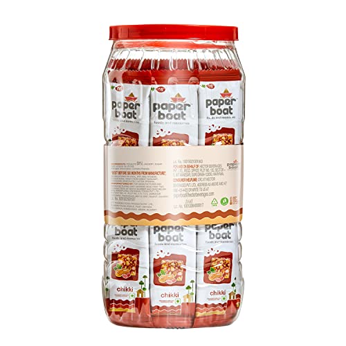 Image of Paper Boat Chikki Jar, Peanut Bar, No Added Preservatives and Colours | Gajak | Sweets | Made with Jaggery | Gazak (50 pieces, 16g each) (Pack of 3)
