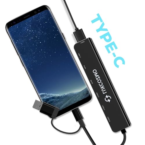 Image of USB-C 7-in-1 Hub: 4 USB 3.0, USB-C, SD /TF, Audio, for MacBook, iPad, Dell, HP, Phones